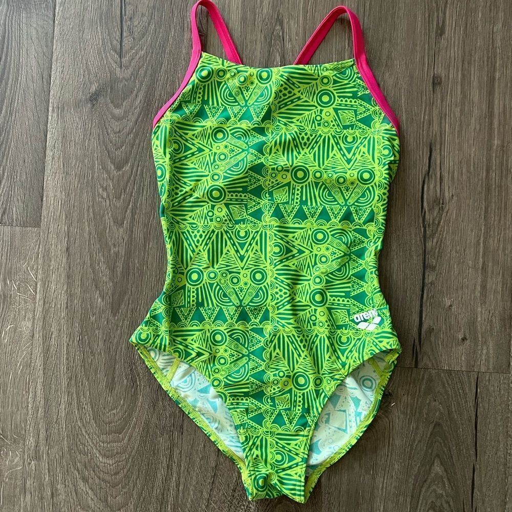 Arena Swimming body suit Green/Pink